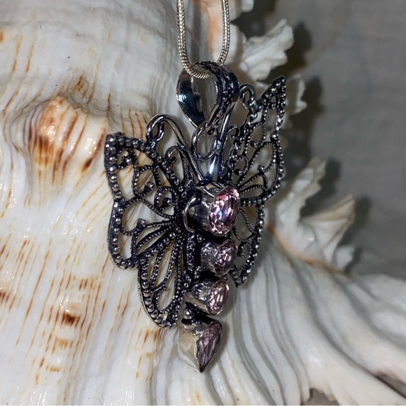 Sale 🦋 Whimsical Pink Quartz Butterfly pendant/ keychain/ car mirror charm - Picture 2 of 7